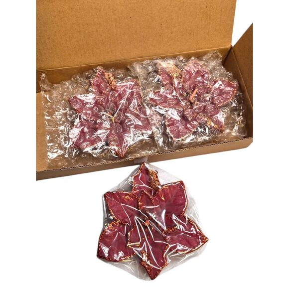 Lillian Vernon Vintage Poinsetta Red Gold Floating Candles Trio NIB Set of 3 - Picture 3 of 5